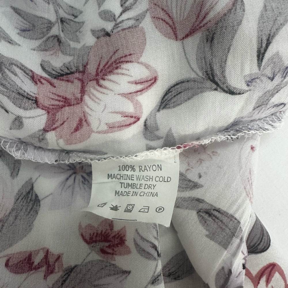 Floral Smocked Waist Maxi Dress in White with Red & Purple Flowers Prairie - Picture 9 of 15